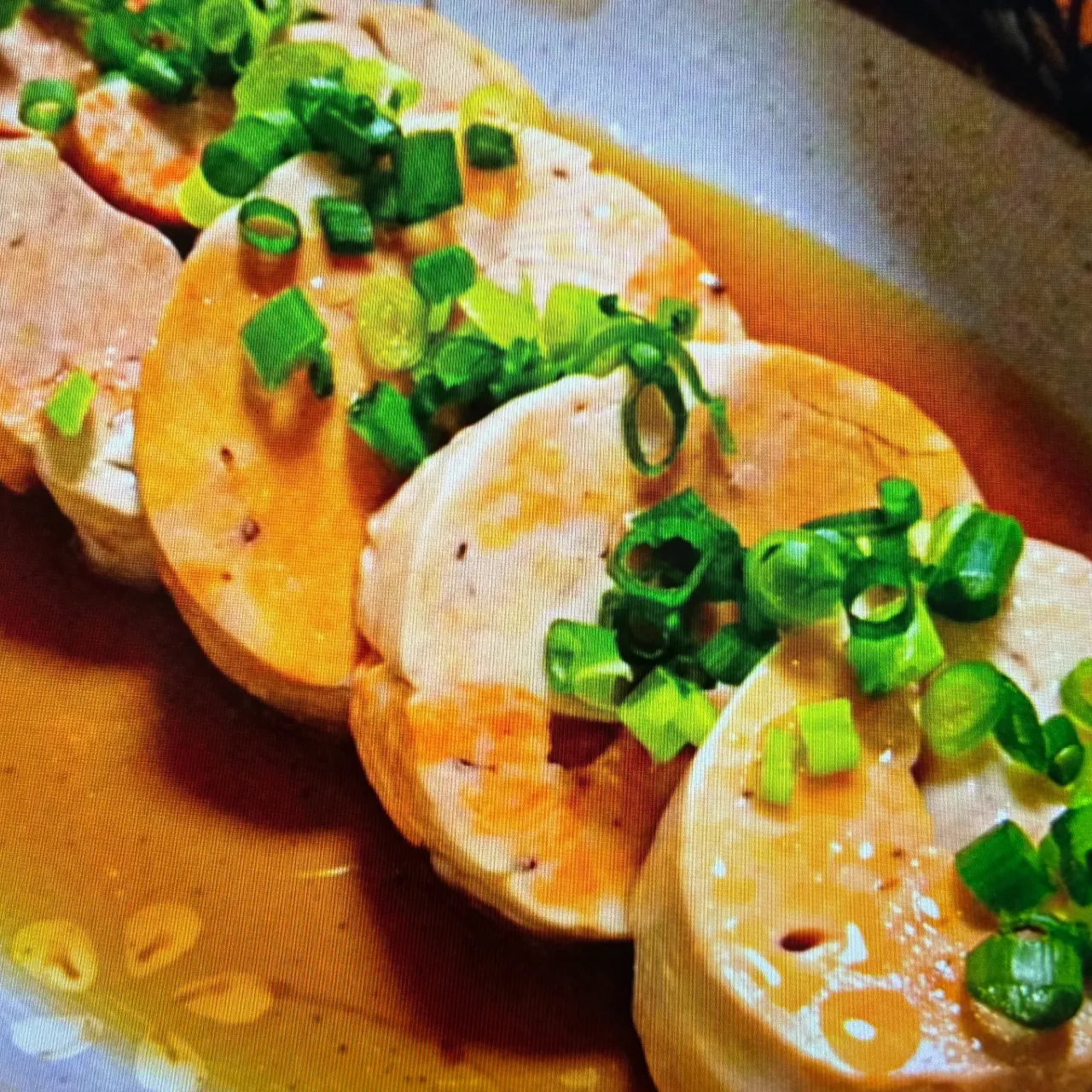 あん肝ポン酢に新鮮な採れたてのインゲン豆を使った